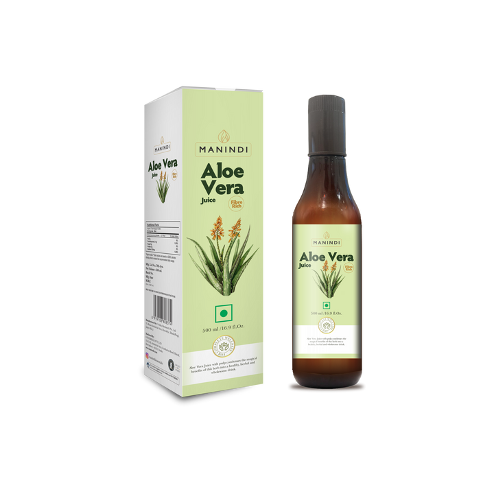 Manindi Aloe Vera Juice (with Pulp) | Rejuvenates Skin and Hair | Natural Juice for Skin Care | No Added Sugar - 500 ML