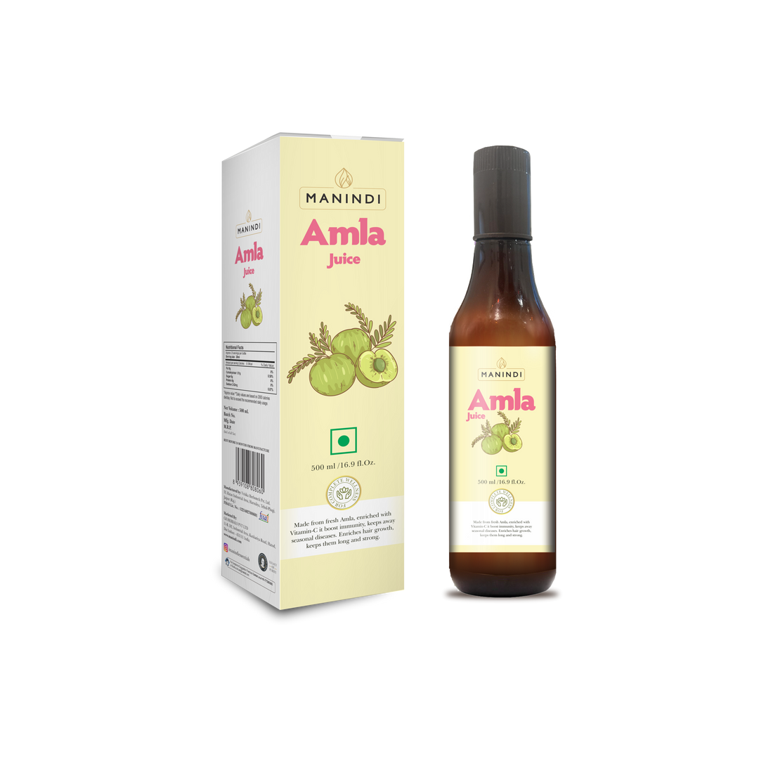 Manindi Amla Juice  | Suitable for healthy Hair & Skin | Detox juice for weight loss | Natural Source of Vitamin C |  Undiluted Juice Made With Cold Pressed Amla | No Added Sugar - 500 ML