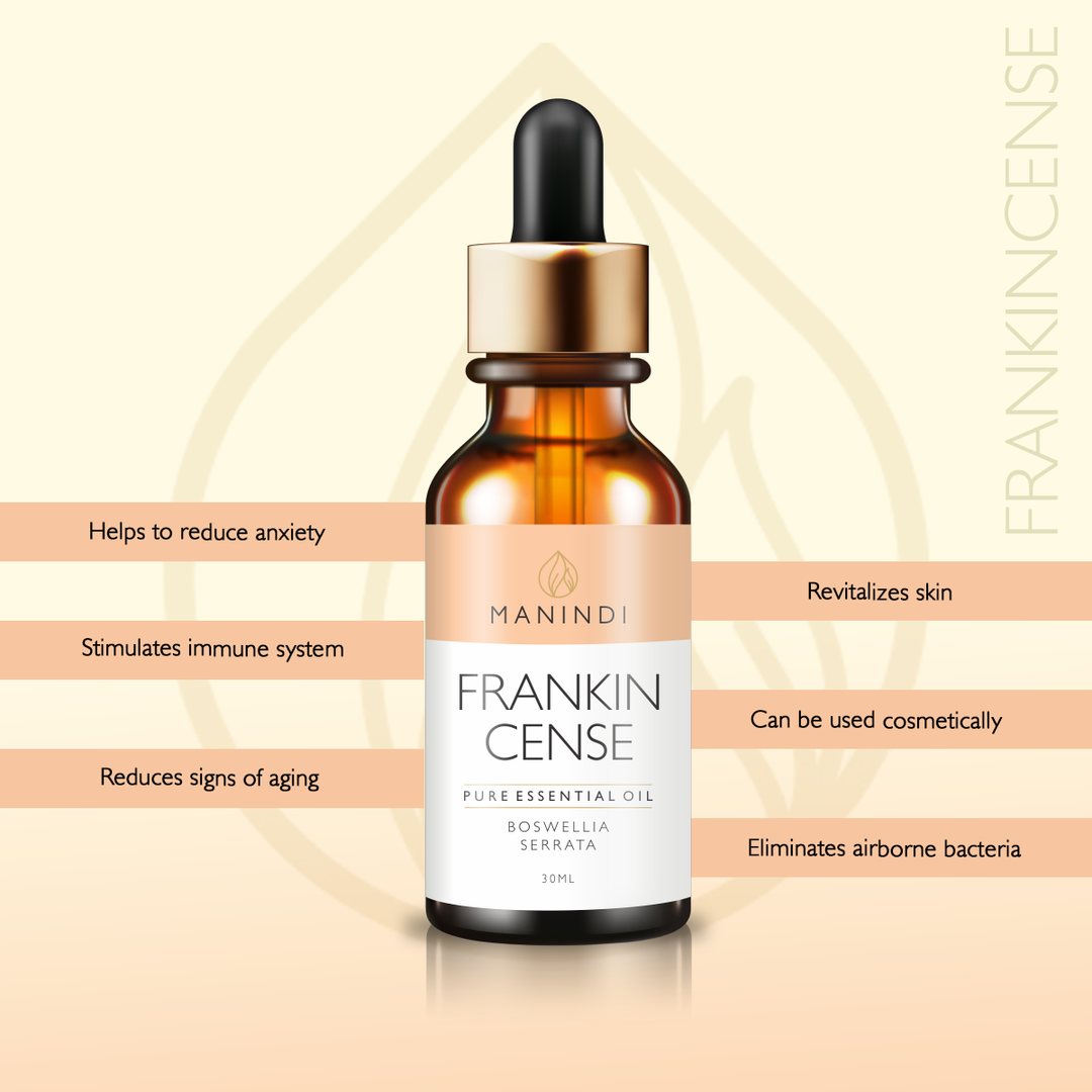 Manindi Frankincense Essential Oil 30 ML , reduce feelings of anxiety, stimulate the immune system, diminish signs of ageing