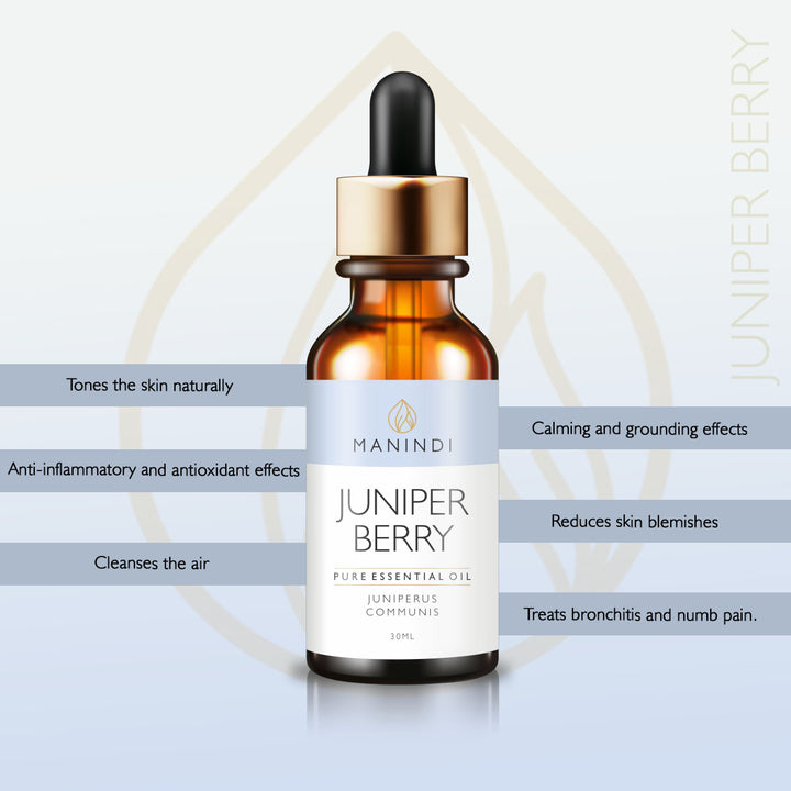 Manindi Juniper Berry Essential Oil 30 ML,Skin Care, Scars, Acne, Anti Aging, Natural Skin Toner, Improves Hair and Scalp health