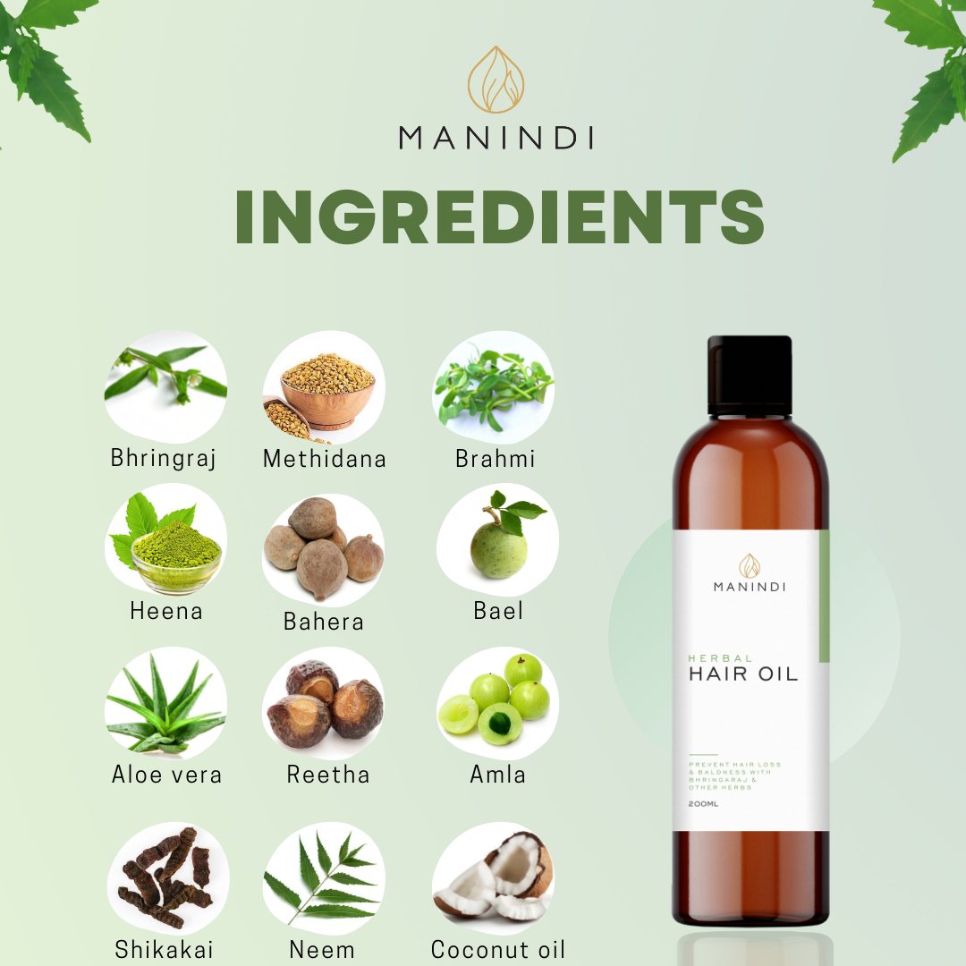 Manindi Ayurvedic Hair Oil – Pure Herbal Hair Oil for Hair Growth